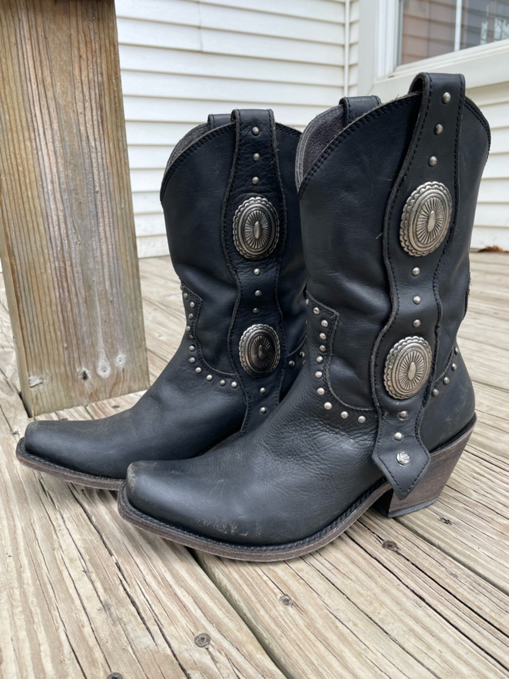 Black Leather Western Cowgirl Boots